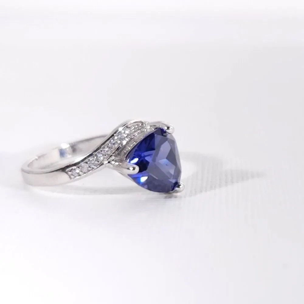 Tanzanite 3.4 Carats Ring Sterling Silver Size 6.75